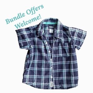 S)   OshKosh Plaid Button-Up Short Sleeve Shirt | 2T